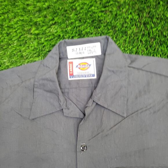 DICKIES Utility Button Shirt L/XL 24x33 Extra-Baggy Gray - Picture 3 of 12